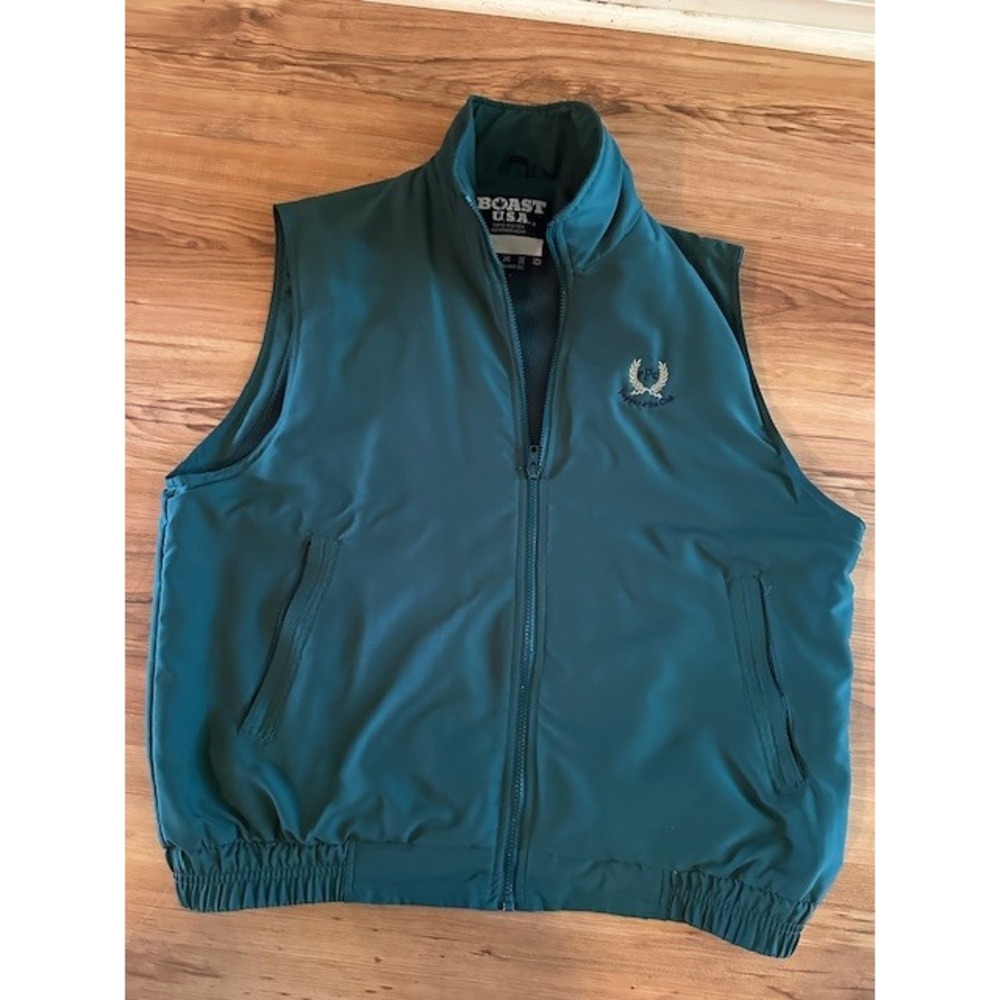 Boast USA Land & Sea Weather Gear Vest Mens Large Green Piper Pike Club Full Zip